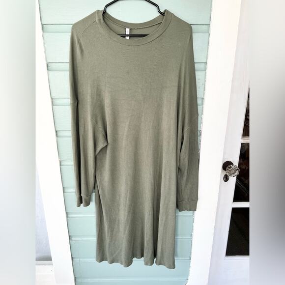 Rachel pally olive green oversized dress fall drop shoulder knee length modest - Picture 1 of 8